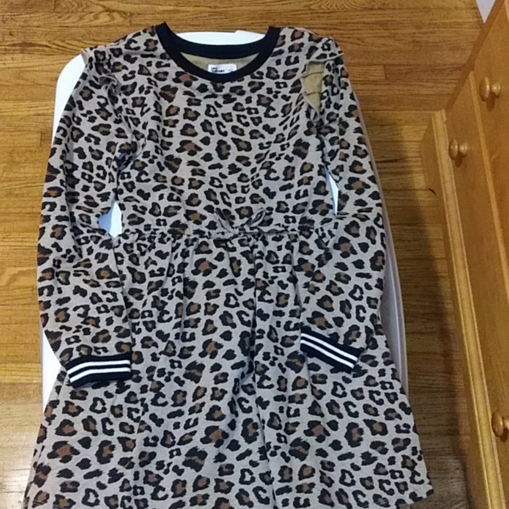 Girl leopard print sweater dress